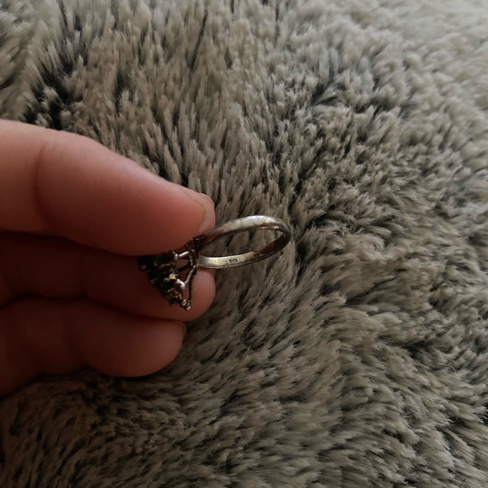 Vintage 925 natural emerald ring - Picture 7 of 8